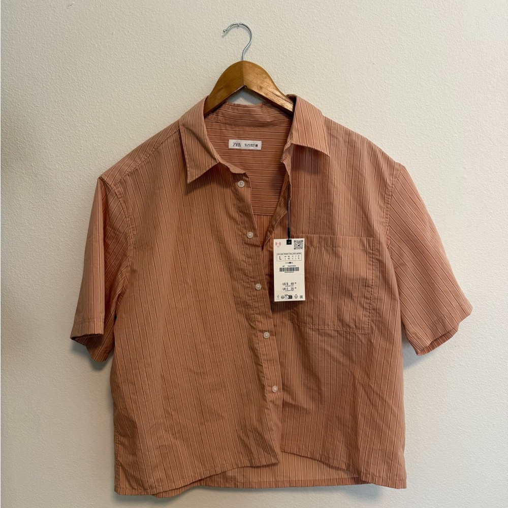 NWT Zara Striped Short Sleeve Shirt